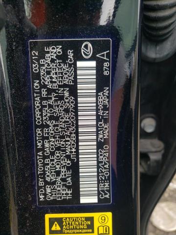 Photo 10 from auction – 2012 LEXUS CT 200 with VIN JTHKD5BH3C2097909