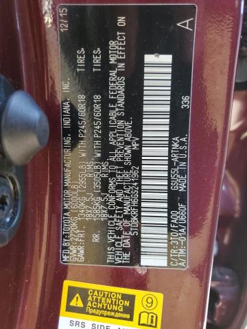 Foto 10 de la subasta – 2016 TOYOTA HIGHLANDER con VIN 5TDBKRFH6GS241962