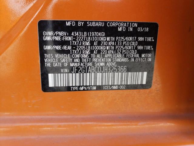 Photo 10 from auction – 2018 SUBARU CROSSTREK with VIN JF2GTABC0JH325366