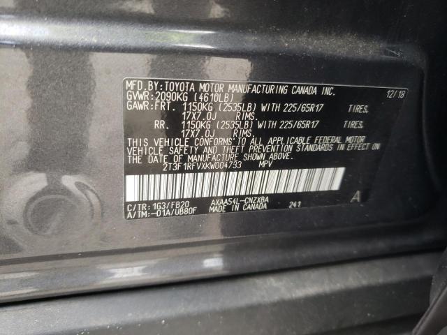 Photo 10 from auction – 2019 TOYOTA RAV4 LE with VIN 2T3F1RFVXKW004733
