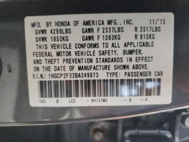 Photo 10 from auction – 2011 HONDA ACCORD LX with VIN 1HGCP2F32BA049673