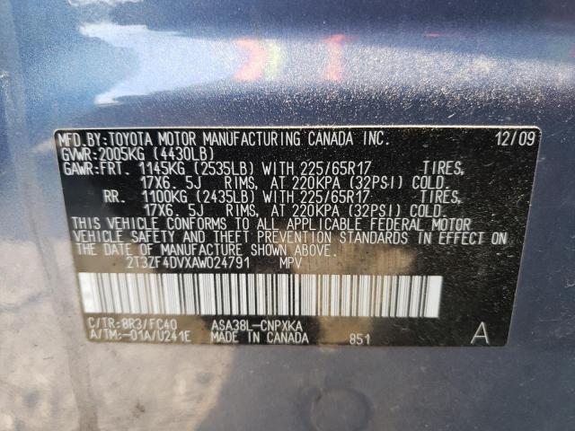 Photo 10 from auction – 2010 TOYOTA RAV4 with VIN 2T3ZF4DVXAW024791