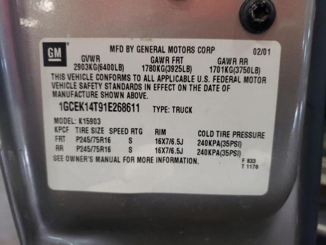 Photo 10 from auction – 2001 CHEVROLET SILVERADO with VIN 1GCEK14T91E268611