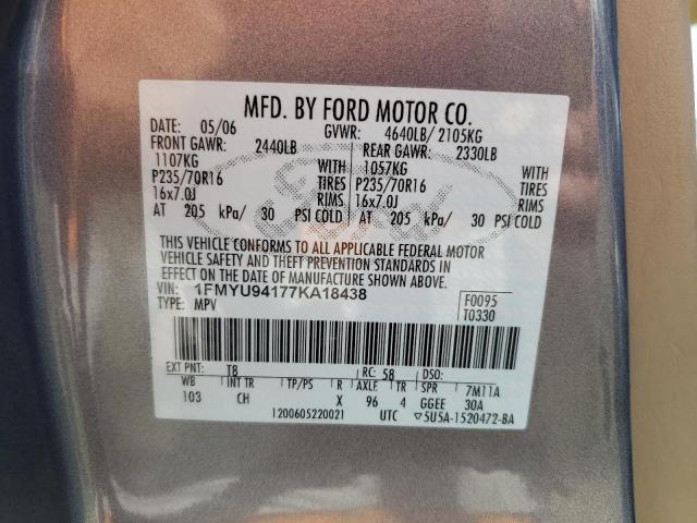 Photo 10 from auction – 2007 FORD ESCAPE LIM with VIN 1FMYU94177KA18438