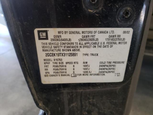 Photo 10 from auction – 2003 CHEVROLET SILVERADO with VIN 2GCEK19TX31125891