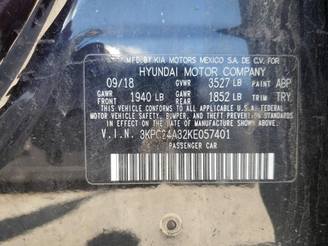 Photo 10 from auction – 2019 HYUNDAI ACCENT SE with VIN 3KPC24A32KE057401