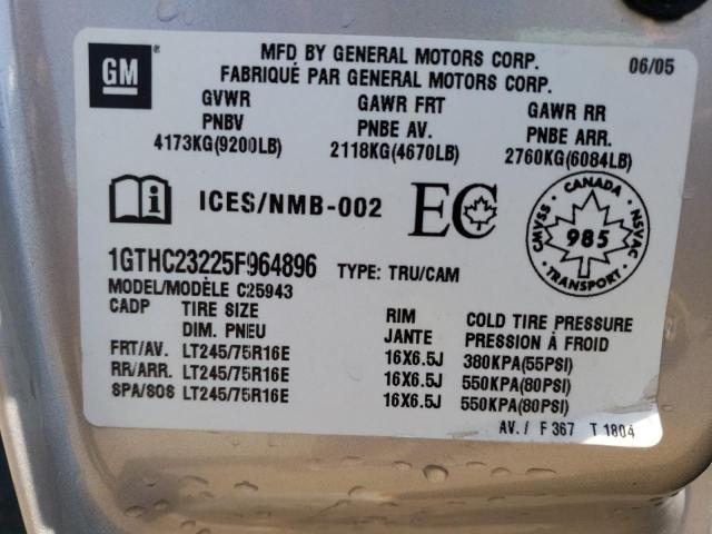 Photo 10 from auction – 2005 GMC SIERRA C25 with VIN 1GTHC23225F964896