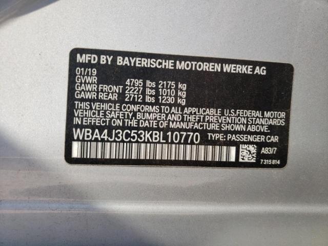 Photo 10 from auction – 2019 BMW 430XI GRAN with VIN WBA4J3C53KBL10770