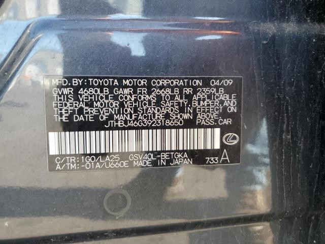 Photo 10 from auction – 2009 LEXUS ES 350 with VIN JTHBJ46G392318650