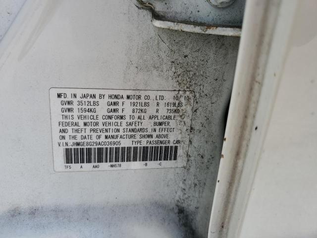 Photo 10 from auction – 2010 HONDA FIT with VIN JHMGE8G29AC036905