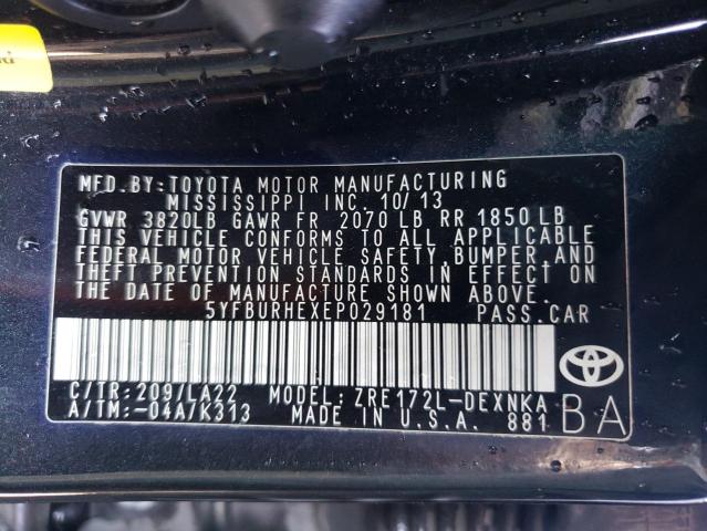 Zdjęcie 10 z aukcji – 2014 TOYOTA COROLLA L z VIN 5YFBURHEXEP029181