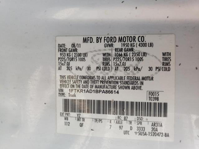 Photo 10 from auction – 2011 FORD RANGER with VIN 1FTKR1AD1BPA86614