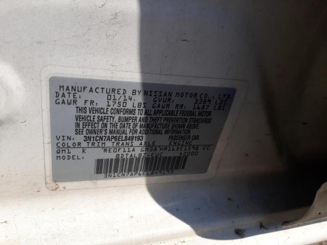Photo 10 from auction – 2014 NISSAN VERSA S with VIN 3N1CN7AP6EL849193