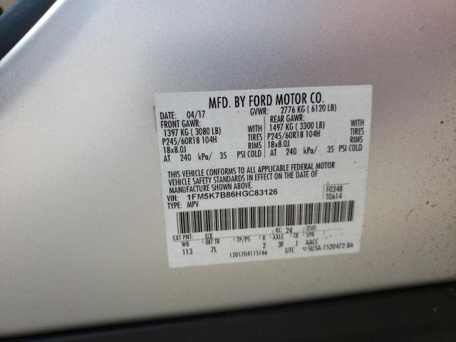 Photo 10 from auction – 2017 FORD EXPLORER with VIN 1FM5K7B86HGC83126