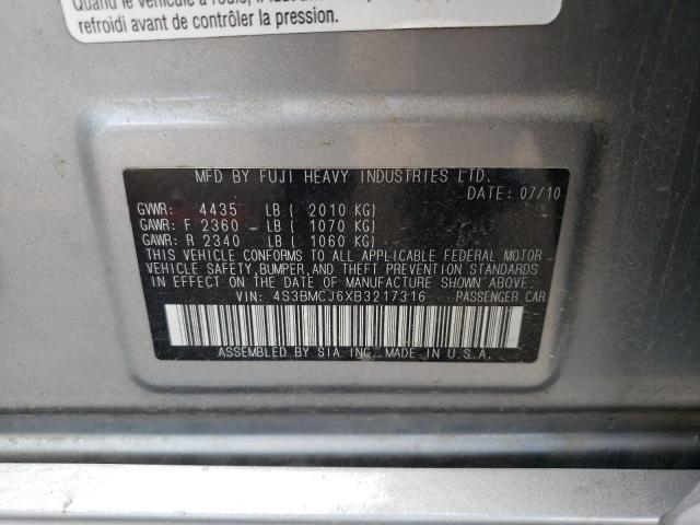 Photo 10 from auction – 2011 SUBARU LEGACY 2.5 with VIN 4S3BMCJ6XB3217316