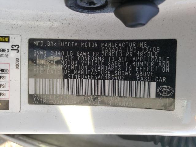 Photo 10 from auction – 2010 TOYOTA COROLLA BA with VIN 2T1BU4EE5AC195402