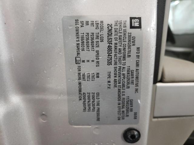 Photo 10 from auction – 2008 CHEVROLET EQUINOX LT with VIN 2CNDL63F486347535