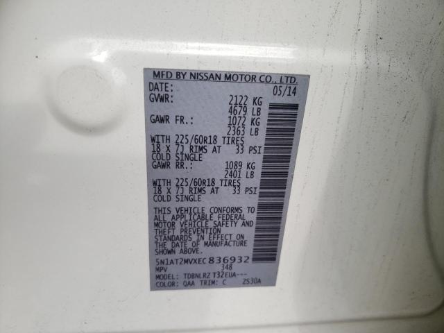 Photo 10 from auction – 2014 NISSAN ROGUE S with VIN 5N1AT2MVXEC836932