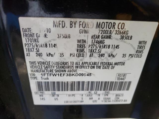 Photo 10 from auction – 2011 FORD F150 SUPER with VIN 1FTFW1EF3BKD09545