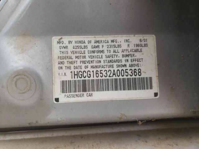 Photo 10 from auction – 2002 HONDA ACCORD EX with VIN 1HGCG16532A005368