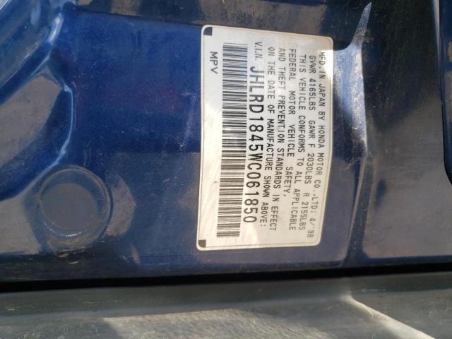 Photo 10 from auction – 1998 HONDA CR-V LX with VIN JHLRD1845WC061850