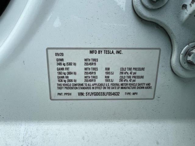 Photo 10 from auction – 2020 TESLA MODEL Y with VIN 5YJYGDEE8LF054632