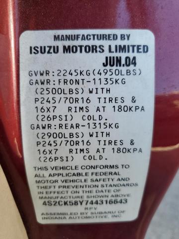 Photo 10 from auction – 2004 ISUZU RODEO S with VIN 4S2CK58Y744316643