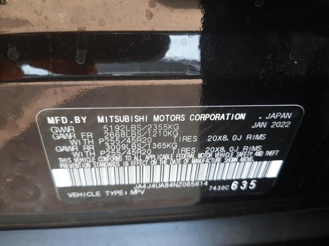 Photo 10 from auction – 2022 MITSUBISHI OUTLANDER with VIN JA4J4UA84NZ065614
