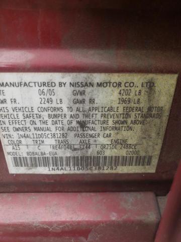 Photo 10 from auction – 2005 NISSAN ALTIMA S with VIN 1N4AL11D05C381282