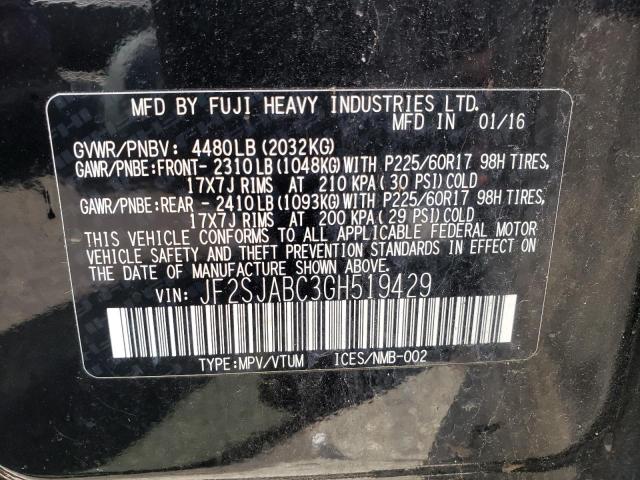 Photo 10 from auction – 2016 SUBARU FORESTER 2 with VIN JF2SJABC3GH519429