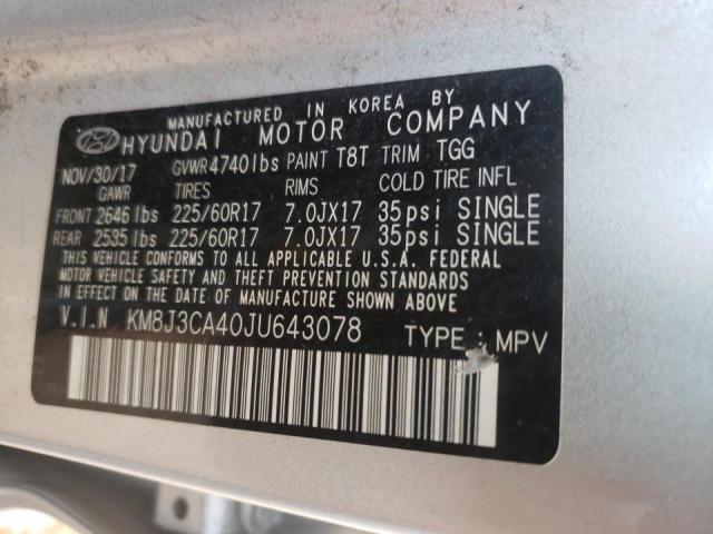 Photo 10 from auction – 2018 HYUNDAI TUCSON SEL with VIN KM8J3CA40JU643078