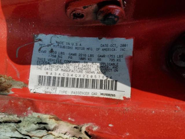 Photo 10 from auction – 2002 MITSUBISHI ECLIPSE RS with VIN 4A3AC34GX2E057894