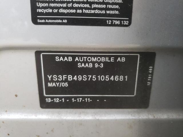 Photo 10 from auction – 2005 SAAB 9-3 LINEAR with VIN YS3FB49S751054681