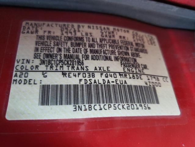 Photo 10 from auction – 2012 NISSAN VERSA S with VIN 3N1BC1CP5CK201956