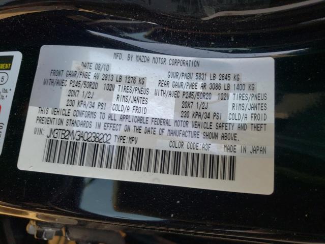 Photo 10 from auction – 2010 MAZDA CX-9 with VIN JM3TB2MV3A0238202