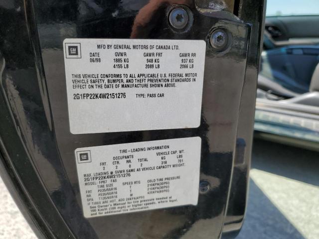 Photo 10 from auction – 1998 CHEVROLET CAMARO with VIN 2G1FP22K4W2151276
