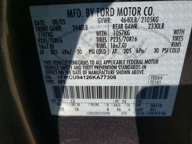 Photo 10 from auction – 2006 FORD ESCAPE LIM with VIN 1FMCU94126KA77308