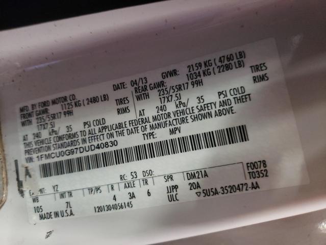 Photo 10 from auction – 2013 FORD ESCAPE SE with VIN 1FMCU0G97DUD40830