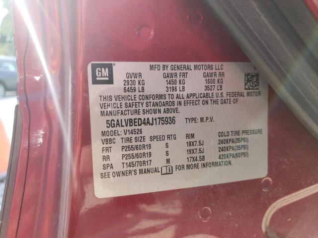 Photo 10 from auction – 2010 BUICK ENCLAVE CX with VIN 5GALVBED4AJ175936