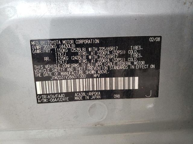 Photo 10 from auction – 2008 TOYOTA RAV4 LIMIT with VIN JTMZD31V286071300