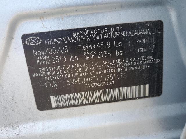 Photo 10 from auction – 2007 HYUNDAI SONATA SE with VIN 5NPEU46F77H251575