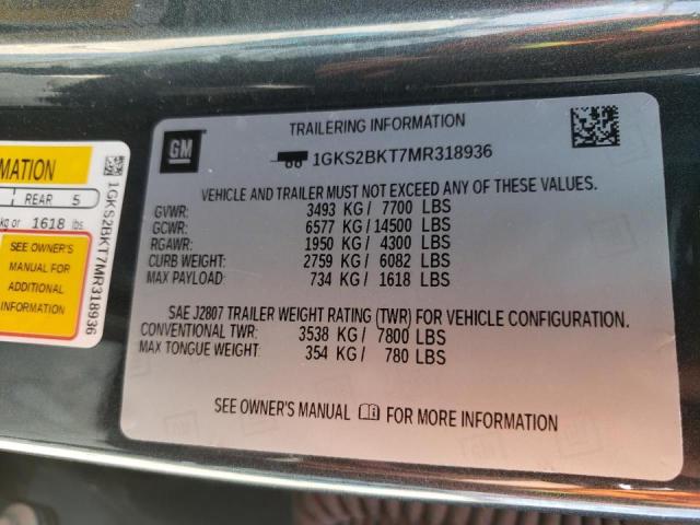 Photo 10 from auction – 2021 GMC YUKON SLT with VIN 1GKS2BKT7MR318936