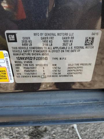 Photo 10 from auction – 2015 CHEVROLET TRAVERSE L with VIN 1GNKVFED1FJ339143