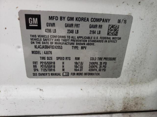 Photo 10 from auction – 2015 BUICK ENCORE with VIN KL4CJASB4FB242053
