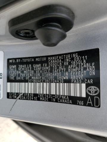 Photo 10 from auction – 2011 TOYOTA COROLLA BA with VIN 2T1BU4EE3BC704436