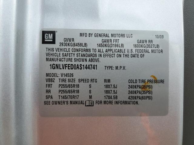 Photo 10 from auction – 2010 CHEVROLET TRAVERSE L with VIN 1GNLVFED0AS144741