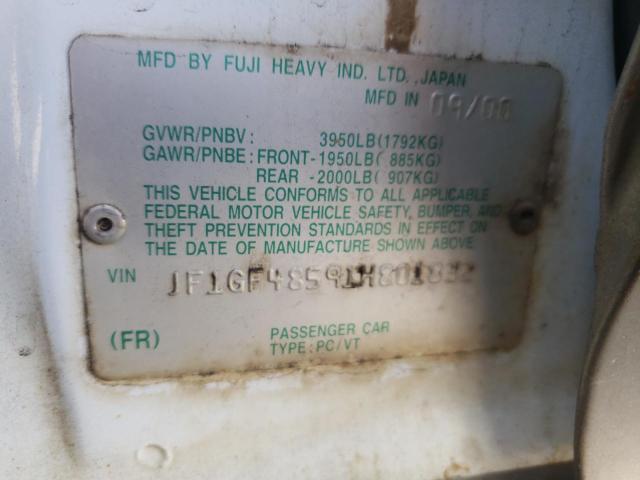 Photo 10 from auction – 2001 SUBARU IMPREZA OU with VIN JF1GF48591H801832