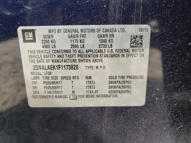 Photo 10 from auction – 2015 CHEVROLET EQUINOX LS with VIN 2GNALAEK1F1173820
