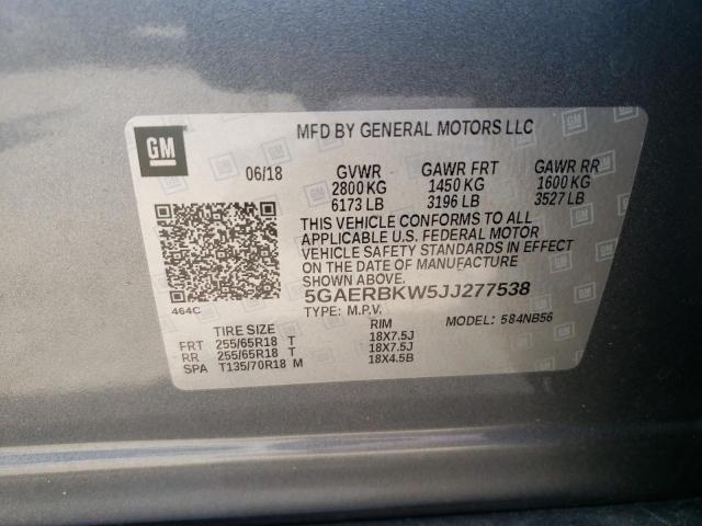 Photo 10 from auction – 2018 BUICK ENCLAVE ES with VIN 5GAERBKW5JJ277538