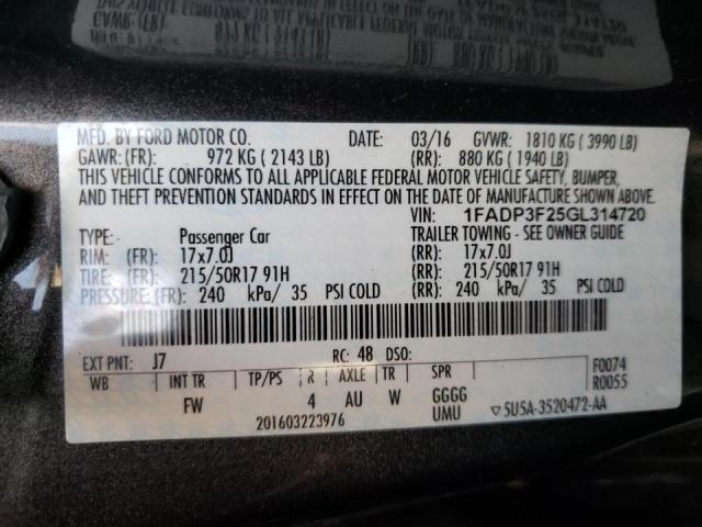 Photo 10 from auction – 2016 FORD FOCUS SE with VIN 1FADP3F25GL314720